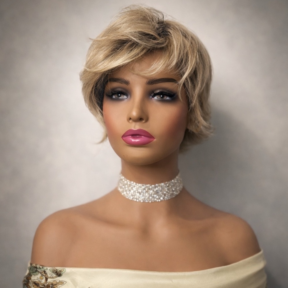 René of Paris  Balayage Blonde Short Layered Wig – Modacrylic Fibera